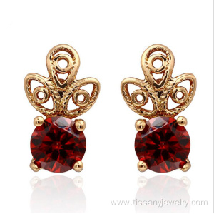 Red Crystal Gold Earrings For Women ​